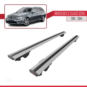 Mercedes C Class (W204) SW 2011-2014 Arası ile uyumlu HOOK Model Anahtar Kilitli Ara Atkı Tavan Barı GRİ thumb 4