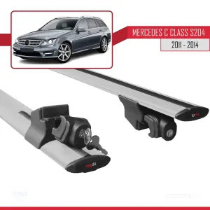 Mercedes C Class (W204) SW 2011-2014 Arası ile uyumlu HOOK Model Anahtar Kilitli Ara Atkı Tavan Barı GRİ thumb 5