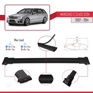 Mercedes C Class (S204) 2007-2014 Arası ile Uyumlu FLY Model Ara Atkı Tavan Barı SİYAH 3 ADET BAR thumb 4