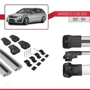 Mercedes C Class (S204) 2007-2014 Arası ile uyumlu ACE-1 Ara Atkı Tavan Barı GRİ thumb 5