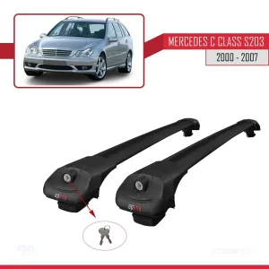 Mercedes C Class (S203) 2000-2007 Arası ile uyumlu ACE-1 Ara Atkı Tavan Barı SİYAH thumb 4