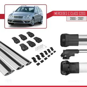 Mercedes C Class (S203) 2000-2007 Arası ile uyumlu ACE-1 Ara Atkı Tavan Barı GRİ 3 ADET BAR thumb 5