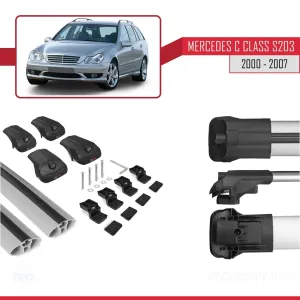 Mercedes C Class (S203) 2000-2007 Arası ile uyumlu ACE-1 Ara Atkı Tavan Barı GRİ thumb 5