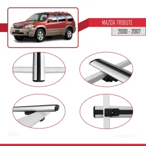 Mazda Tribute 2000-2007 Arası ile Uyumlu Basic Model Ara Atkı Tavan Barı GRİ 3 ADET thumb 4
