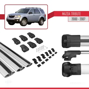 Mazda Tribute 2000-2007 Arası ile Uyumlu ACE-1 Ara Atkı Tavan Barı GRİ 3 ADET BAR thumb 5