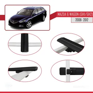 Mazda 6 Wagon (GH1/GH2) 2008-2012 Arası ile uyumlu Basic Model Ara Atkı Tavan Barı SİYAH 3 ADET thumb 4