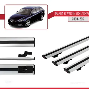 Mazda 6 Wagon (GH1/GH2) 2008-2012 Arası ile uyumlu Basic Model Ara Atkı Tavan Barı GRİ 3 ADET thumb 3
