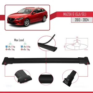 Mazda 6 (GJ1/GL) 2013 ve Sonrası ile Uyumlu FLY Model Ara Atkı Tavan Barı SİYAH 3 ADET BAR thumb 4