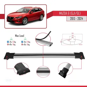 Mazda 6 (GJ1/GL) 2013 ve Sonrası ile Uyumlu FLY Model Ara Atkı Tavan Barı GRİ thumb 4