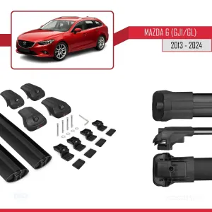 Mazda 6 (GJ1/GL) 2013 ve Sonrası ile uyumlu ACE-1 Ara Atkı Tavan Barı SİYAH thumb 5