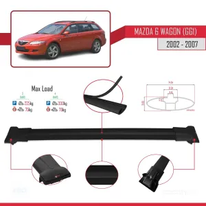 Mazda 6 (GG1) 2002-2007 Arası ile Uyumlu FLY Model Ara Atkı Tavan Barı SİYAH 3 ADET BAR thumb 4