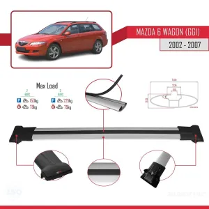 Mazda 6 (GG1) 2002-2007 Arası ile Uyumlu FLY Model Ara Atkı Tavan Barı GRİ thumb 4