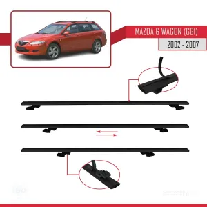 Mazda 6 (GG1) 2002-2007 Arası ile uyumlu Basic Model Ara Atkı Tavan Barı SİYAH 3 ADET thumb 5