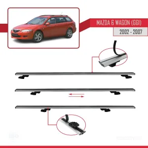 Mazda 6 (GG1) 2002-2007 Arası ile uyumlu Basic Model Ara Atkı Tavan Barı GRİ 3 ADET thumb 5
