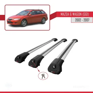 Mazda 6 (GG1) 2002-2007 Arası ile uyumlu ACE-1 Ara Atkı Tavan Barı GRİ 3 ADET BAR thumb 4