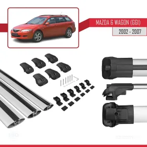 Mazda 6 (GG1) 2002-2007 Arası ile uyumlu ACE-1 Ara Atkı Tavan Barı GRİ 3 ADET BAR thumb 5