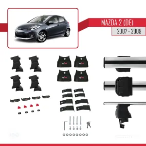 Mazda 2 (DE) 2007-2009 Arası ile uyumlu ACE-4 Ara Atkı Tavan Barı GRİ thumb 4