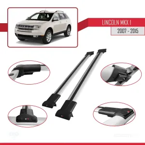 Lincoln MKX 2007-2015 Arası ile uyumlu FLY Model Ara Atkı Tavan Barı GRİ thumb 5