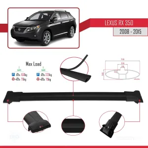Lexus RX350 - RX350-2 2008-2015 Arası ile uyumlu FLY Model Ara Atkı Tavan Barı SİYAH thumb 4