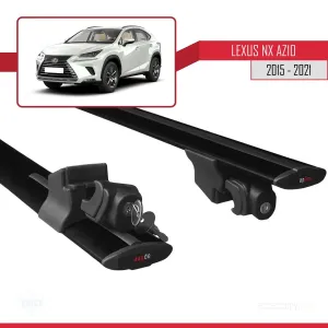Lexus NX (AZ10) 2015-2021 Arası ile uyumlu HOOK Model Anahtar Kilitli Ara Atkı Tavan Barı SİYAH thumb 5