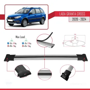 Lada Granta Cross 2020 ve Sonrası ile Uyumlu FLY Model Ara Atkı Tavan Barı GRİ thumb 4