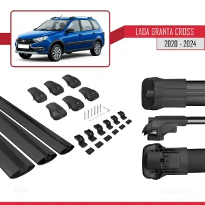 Lada Granta Cross 2020 ve Sonrası ile uyumlu ACE-1 Ara Atkı Tavan Barı SİYAH 3 ADET BAR thumb 5