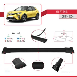 Kia Stonic 2018 ve Sonrası ile Uyumlu FLY Model Ara Atkı Tavan Barı SİYAH 3 ADET BAR thumb 4