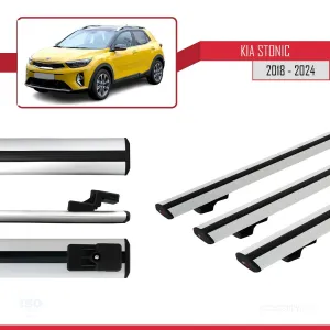 Kia Stonic 2018 ve Sonrası ile uyumlu Basic Model Ara Atkı Tavan Barı GRİ 3 ADET thumb 5