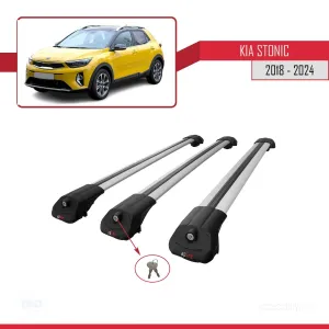 Kia Stonic 2018 ve Sonrası ile uyumlu ACE-1 Ara Atkı Tavan Barı GRİ 3 ADET BAR thumb 4