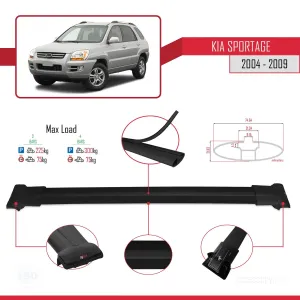 Kia Sportage 2004-2009 Arası ile Uyumlu FLY Model Ara Atkı Tavan Barı SİYAH 3 ADET BAR thumb 4