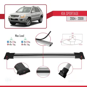 Kia Sportage 2004-2009 Arası ile Uyumlu FLY Model Ara Atkı Tavan Barı GRİ 3 ADET BAR thumb 4