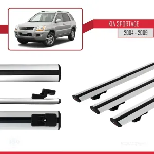 Kia Sportage 2004-2009 Arası ile uyumlu Basic Model Ara Atkı Tavan Barı GRİ 3 ADET thumb 3