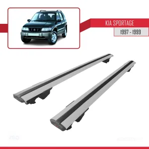 Kia Sportage 1997-1999 Arası ile uyumlu HOOK Model Anahtar Kilitli Ara Atkı Tavan Barı GRİ - Görsel 4