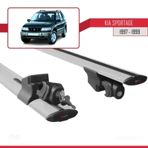 Kia Sportage 1997-1999 Arası ile uyumlu HOOK Model Anahtar Kilitli Ara Atkı Tavan Barı GRİ - Görsel 5