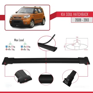 Kia Soul Hatchback 2009-2013 Arası ile uyumlu FLY Model Ara Atkı Tavan Barı SİYAH 3 ADET BAR thumb 4