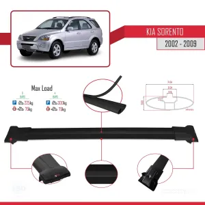 Kia Sorento 2002-2009 Arası ile Uyumlu FLY Model Ara Atkı Tavan Barı SİYAH 3 ADET BAR thumb 4