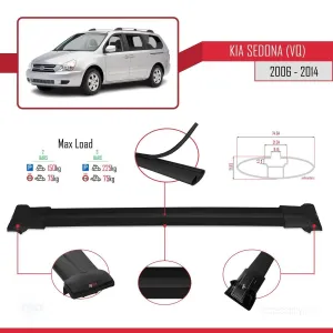 Kia Sedona (VQ) 2006-2014 Arası ile Uyumlu FLY Model Ara Atkı Tavan Barı SİYAH thumb 4