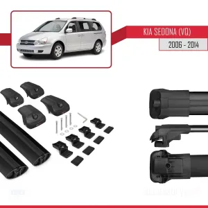 Kia Sedona (VQ) 2006-2014 Arası ile uyumlu ACE-1 Ara Atkı Tavan Barı SİYAH thumb 5