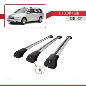 Kia Sedona (VQ) 2006-2014 Arası ile uyumlu ACE-1 Ara Atkı Tavan Barı GRİ 3 ADET BAR thumb 4