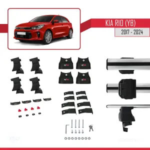 Kia Rio (YB) Hatchback 2017 ve Sonrası ile uyumlu ACE-4 Ara Atkı Tavan Barı GRİ thumb 4