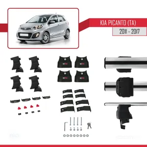 Kia Picanto (TA) 2011-2017 Arası ile uyumlu ACE-4 Ara Atkı Tavan Barı GRİ thumb 4