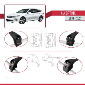 Kia Optima 2016-2021 Arası ile uyumlu ACE-2 Ara Atkı Tavan Barı SİYAH thumb 4