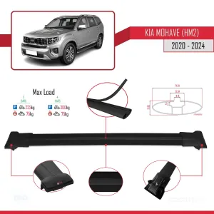 Kia Mohave (HM2) 2020 ve Sonrası ile Uyumlu FLY Model Ara Atkı Tavan Barı SİYAH 3 ADET BAR thumb 4