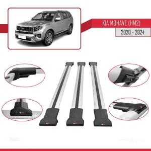 Kia Mohave (HM2) 2020 ve Sonrası ile Uyumlu FLY Model Ara Atkı Tavan Barı GRİ 3 ADET BAR thumb 5