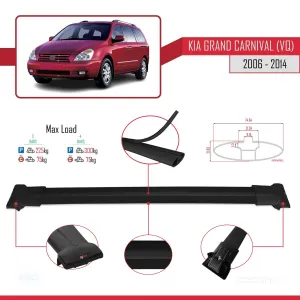 Kia Grand Carnival (VQ) 2006-2014 Arası ile Uyumlu FLY Model Ara Atkı Tavan Barı SİYAH 3 ADET BAR - Görsel 4