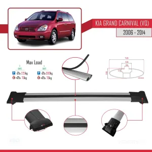 Kia Grand Carnival (VQ) 2006-2014 Arası ile Uyumlu FLY Model Ara Atkı Tavan Barı GRİ 3 ADET BAR - Görsel 4