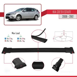 Kia Ceed SPORTSWAGON 2009-2012 Arası ile Uyumlu FLY Model Ara Atkı Tavan Barı SİYAH 3 ADET BAR - Görsel 4
