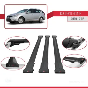 Kia Ceed SPORTSWAGON 2009-2012 Arası ile Uyumlu FLY Model Ara Atkı Tavan Barı SİYAH 3 ADET BAR - Görsel 5