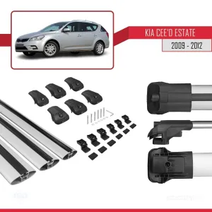 Kia Ceed SPORTSWAGON 2009-2012 Arası ile uyumlu ACE-1 Ara Atkı Tavan Barı GRİ 3 ADET BAR thumb 5