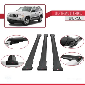 Jeep Grand Cherokee 2005-2010 Arası ile Uyumlu FLY Model Ara Atkı Tavan Barı SİYAH 3 ADET BAR - Görsel 5